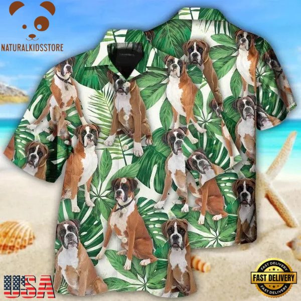Boxer Aloha Hawaii Shirt - Dog Tropical Leaf Style Hawaiian Shirt For Summer, Dog Lovers