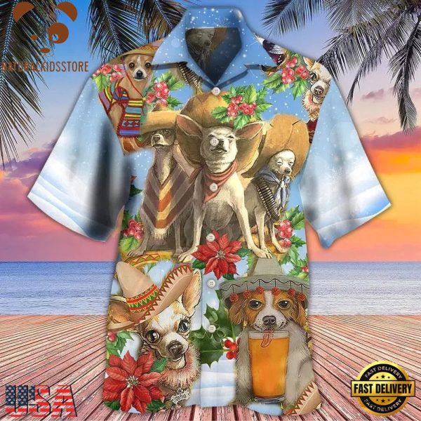 Chihuahua Aloha Hawaii Shirt - Chihuahua Loves Snow Merry Christmas Hawaiian Shirt, Dog Lovers