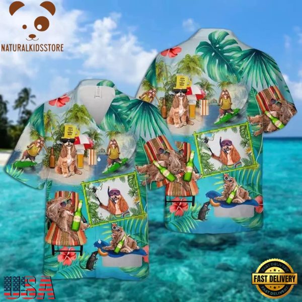Cocker Spaniel Hawaiian Shirt, Dog Surfing, Tropical Summer Aloha Shirt For Men, Dog Lovers