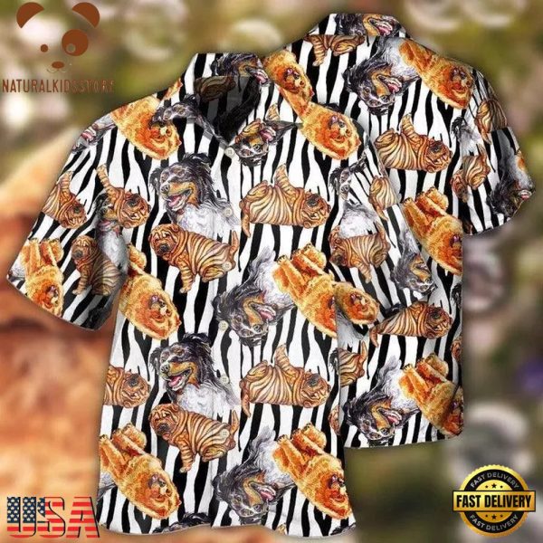 Dog Aloha Hawaii Shirt - Dog Black Striped Style Cool Hawaiian Shirt For Summer, Dog Lovers