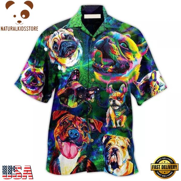 Dogs Aloha Hawaii Shirt - Dogs Peace Love And Colorful Hawaiian Shirt For Summer, Dog Lovers