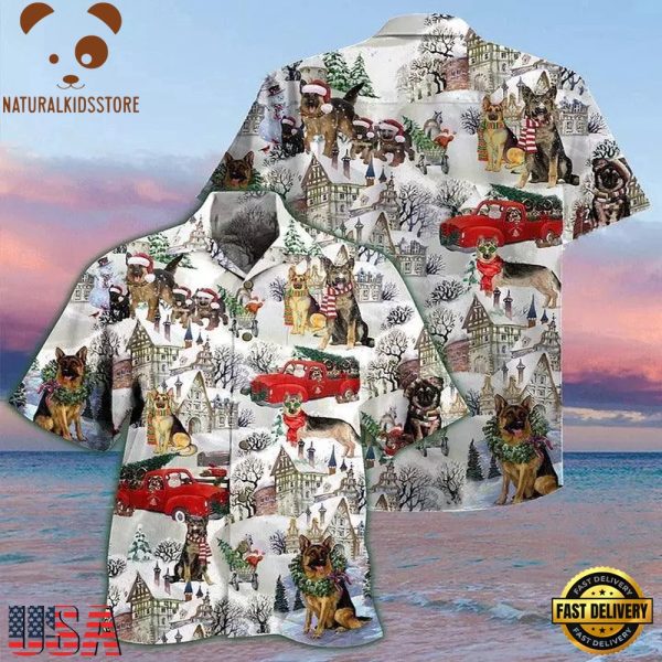 German Shepherd Aloha Hawaii Shirt - Dogs Snow Xmas Hawaiian Shirt For Summer, Dog Lovers