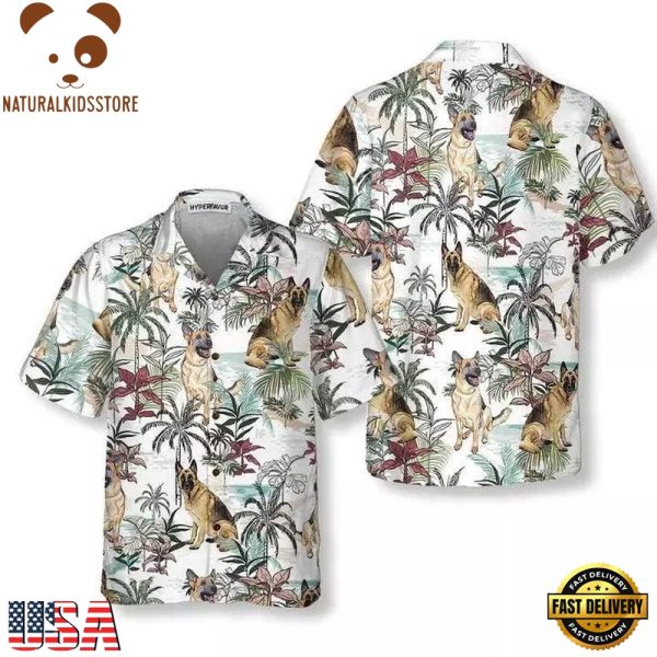 German Shepherd Hawaiian Shirt - German Sheperd Summer Tropical Pattern Hawaiian, Dog Lovers