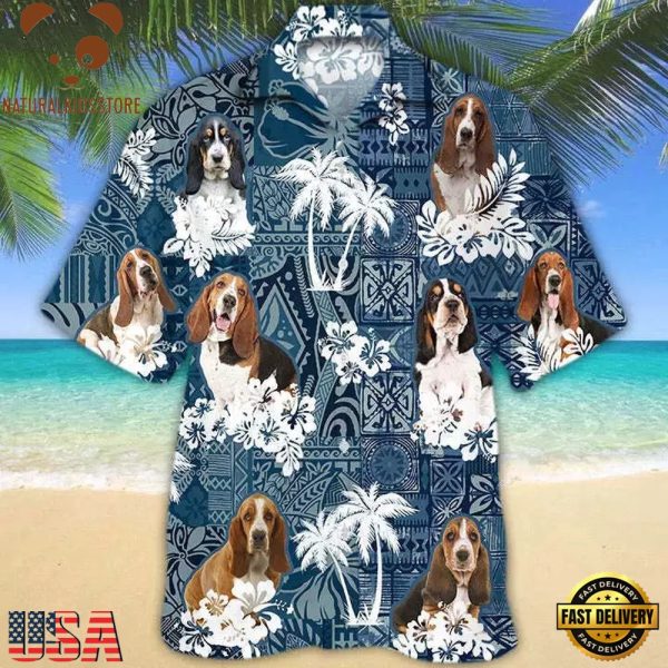 Hawaiian Beach Shirt, Basset Hound Hawaiian Shirt 3D Dog Hawaiian Shirt Summber Beach Dog, Dog Lovers