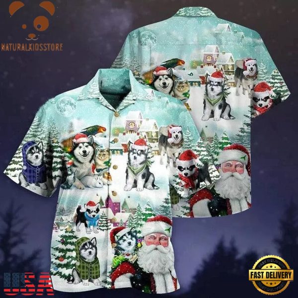 Husky Aloha Hawaii Shirt - Christmas Husky Merry Christmas Lovely Style Hawaiian, Dog Lovers